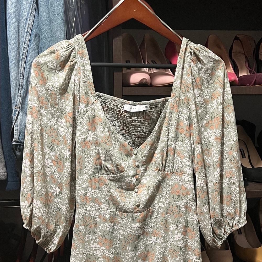 Lush Floral Maxi Dress - Green and Orange